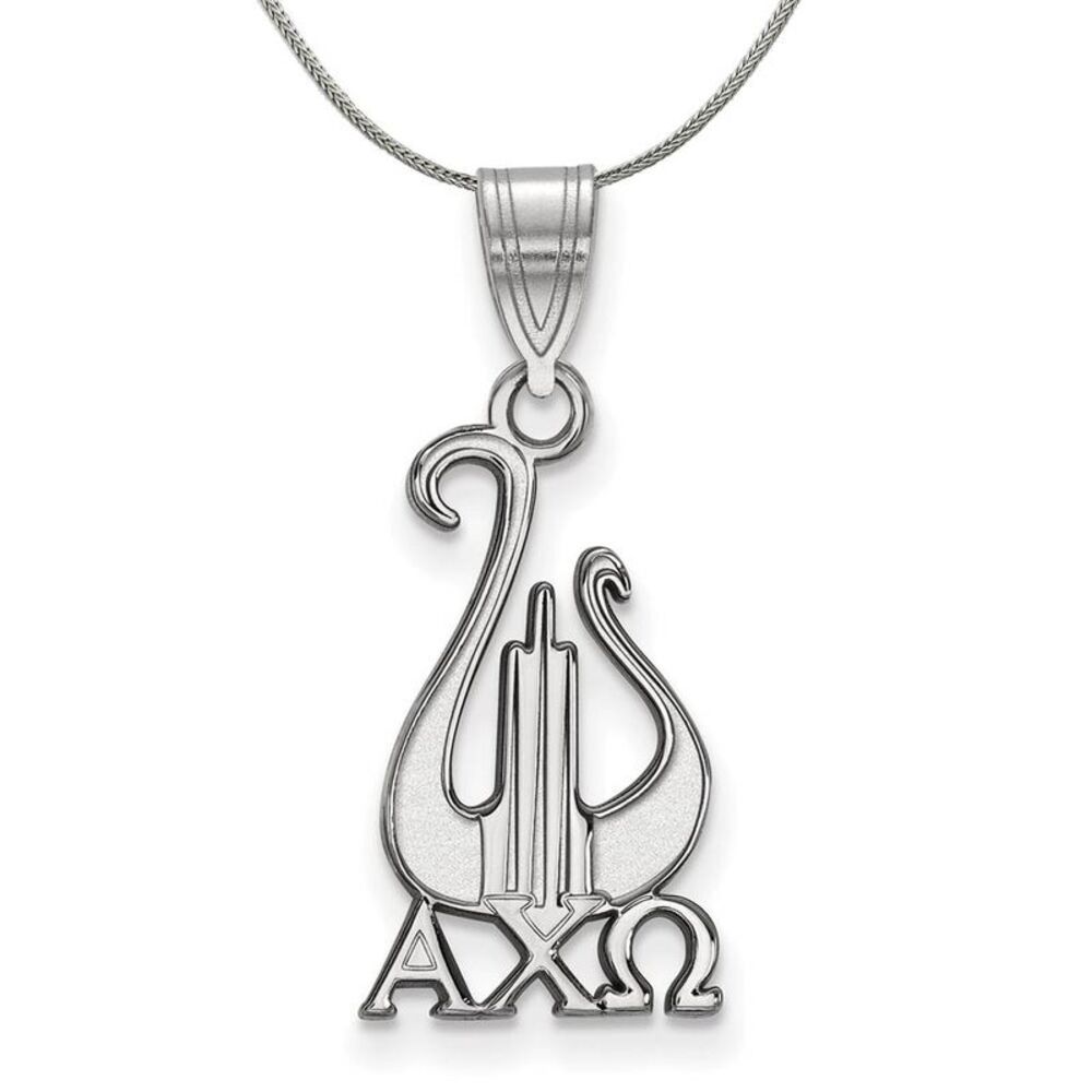 Sterling Silver Alpha Chi Omega Medium Pendant Necklace - 24 Inch